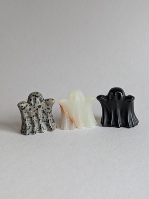 Dalmation Jasper・Agate・Black Obsidian ダルメシアンジャスパー・アゲート・ブラックオブシディアン  ⭓ 可愛いお化け3兄弟 ⭔ CARVING