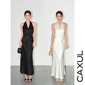 Satin Halter Neck Dress/2color
