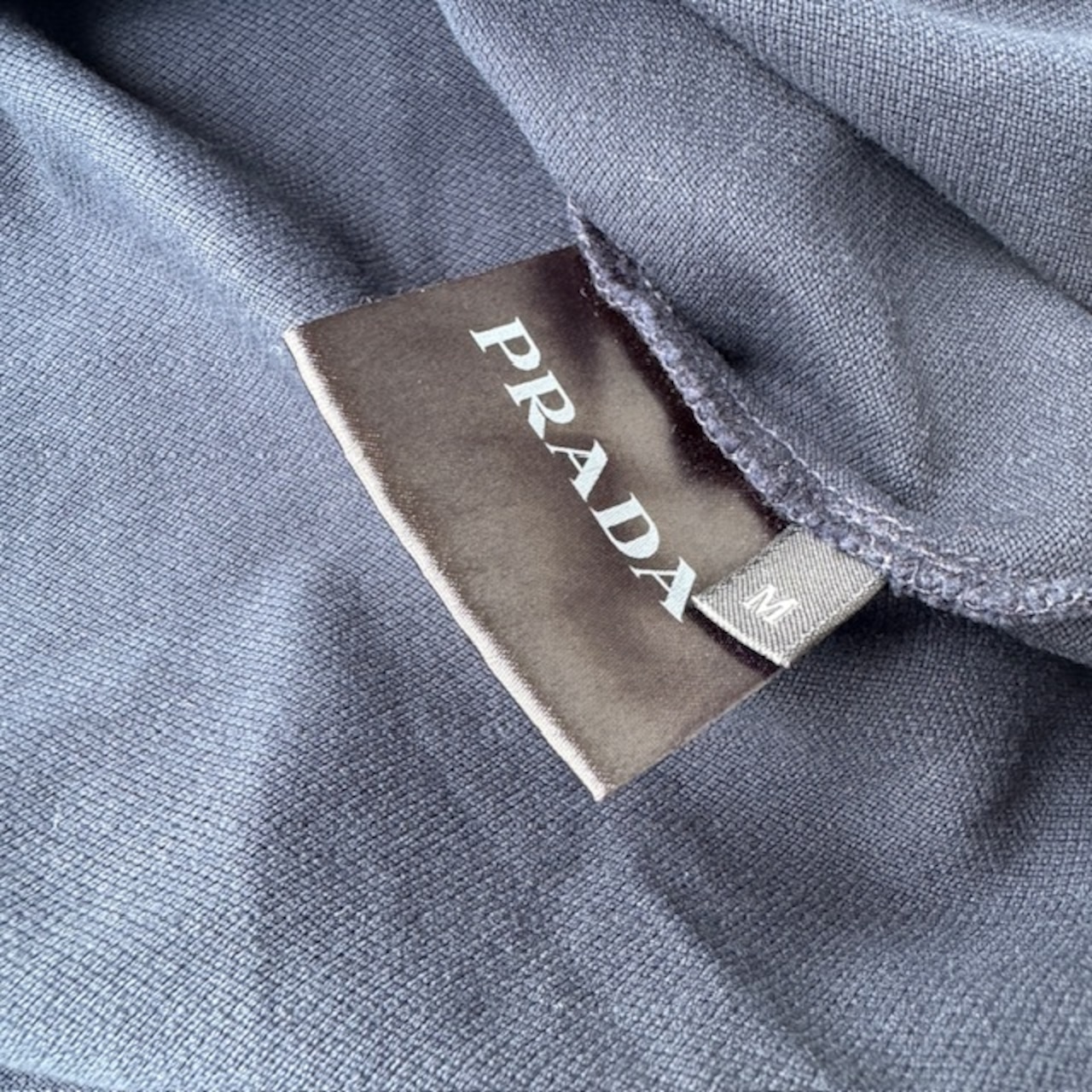 Prada プラダ ポロシャツ ダークネイビー ロゴ コットン 古着 M 画像7