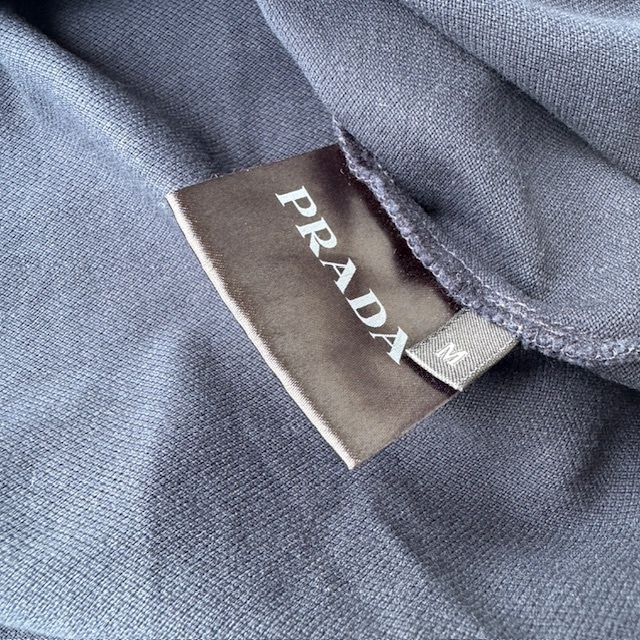 Prada プラダ ポロシャツ ダークネイビー ロゴ コットン 古着 M 画像7