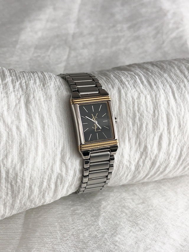 Yves Saint Laurent イヴ・サンローラン 腕時計 シルバー ゴールド YSL レクタンギュラ ステンレススチール クウォーツ 5421-H04732Y vintage ヴィンテージ オールド ipgkvu
