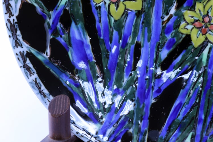 天目釉彩 水仙 大皿 ※訳あり品！ 作：故 青木龍山（文化勲章受章