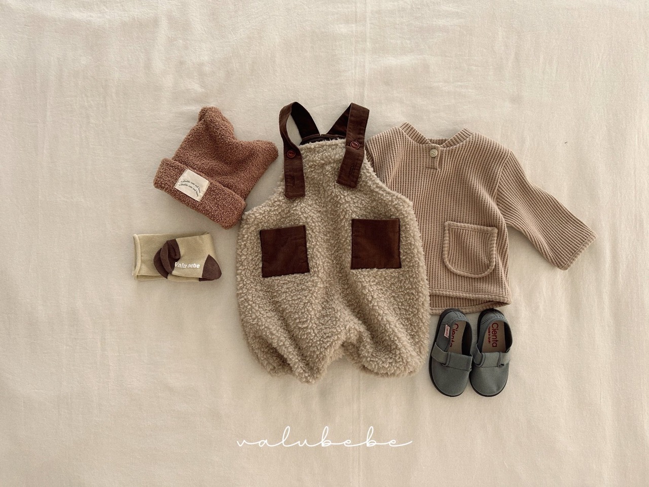 【valu bebe】ワッフルポケットカットソー ライトブラウン 70〜110cm  241108 - 13