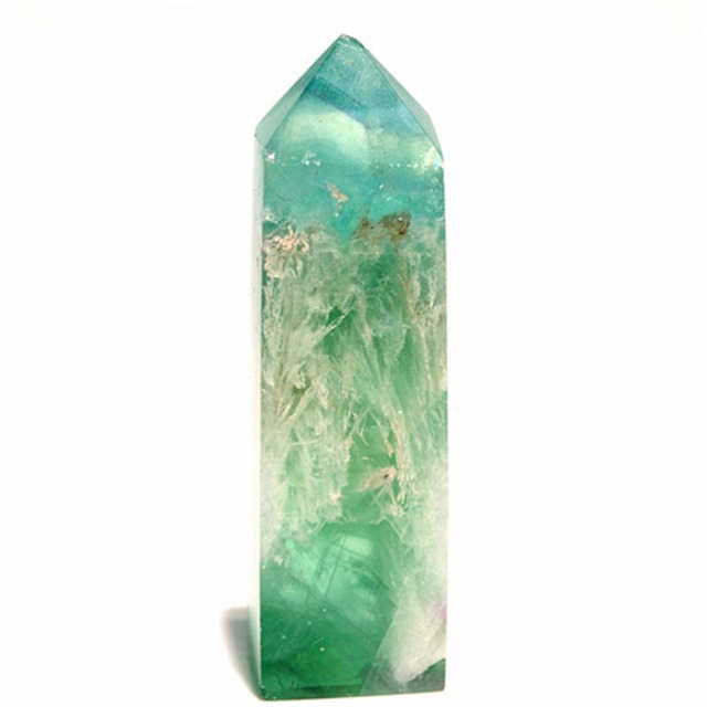 〔D449-7〕エンジェルフェザーフローライト ポイン オベリスク 置物 Angel Feather Fluorite