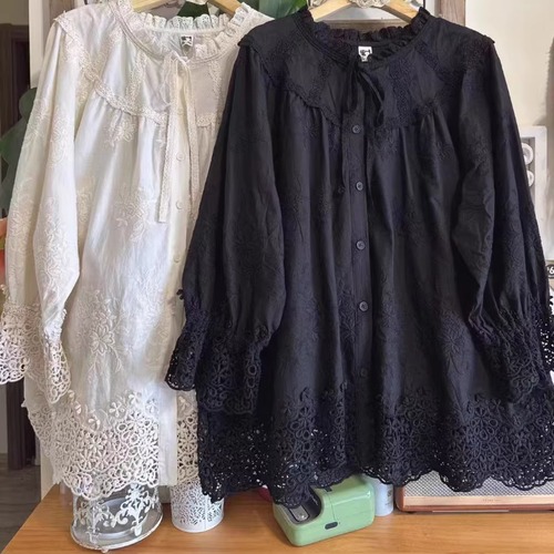 2色／クロシェレースコットンブラウス ・8954