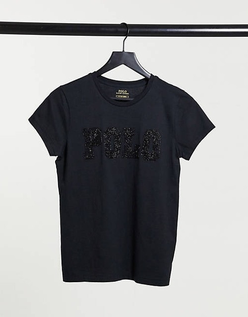 Ralph Lauren　レースロゴTシャツ　ブラック