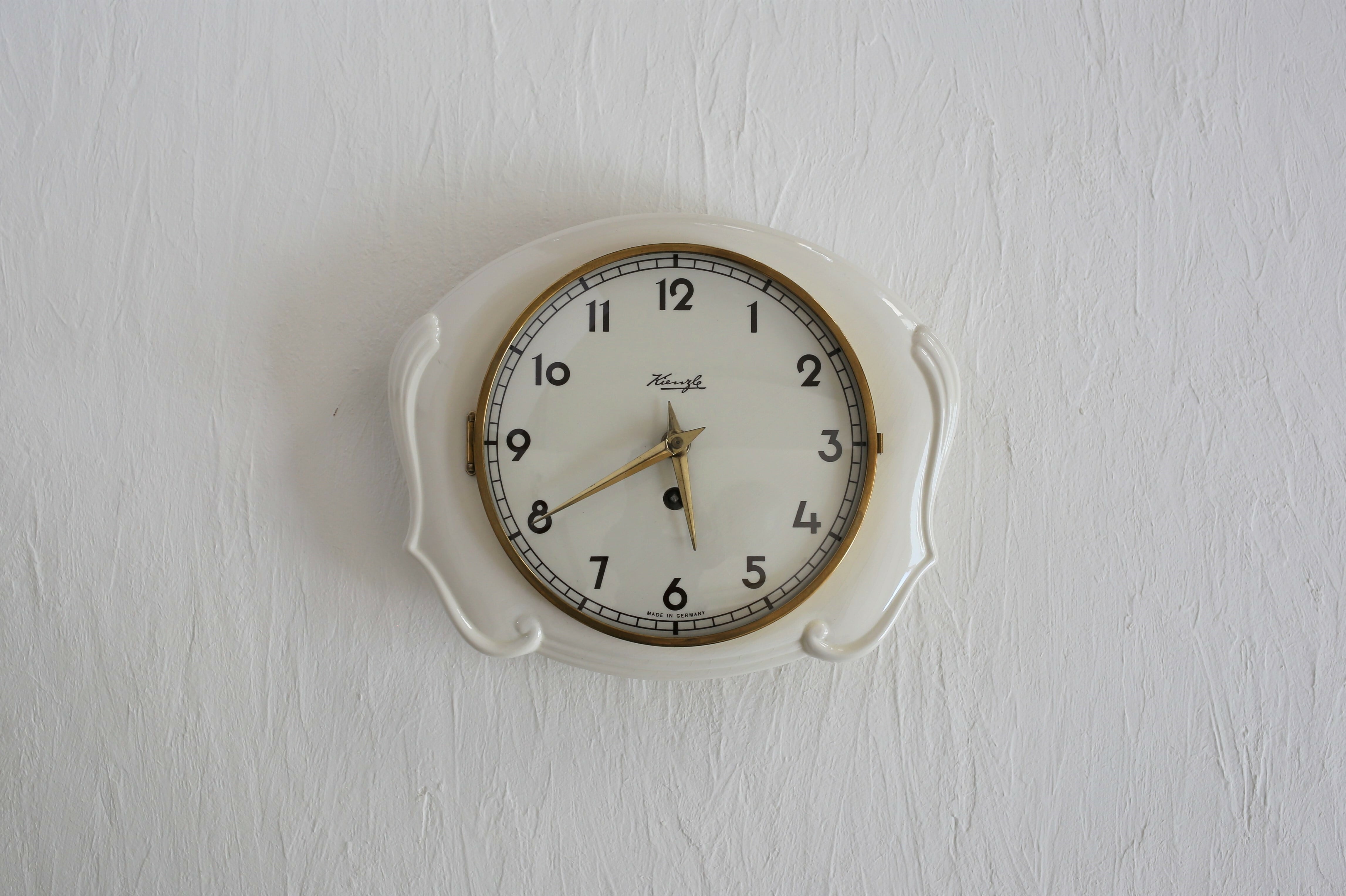 ドイツ アンティーク ヴィンテージ Kienzle キンツレ 陶器 壁掛け時計 ゼンマイ機械式