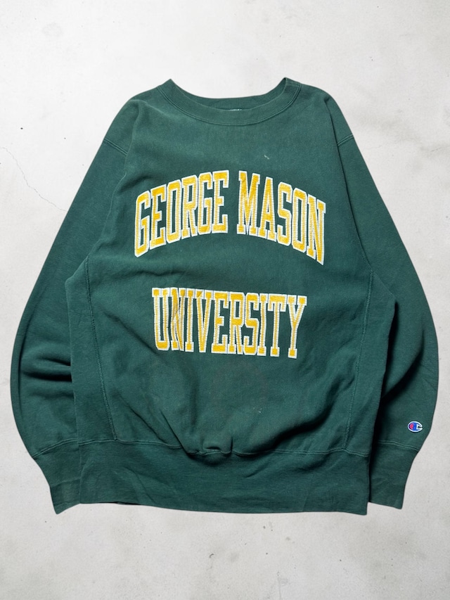 90s Champion Reverse Weave George Mason University Arch Logo Forest Green Made in USA Sweatshirt