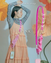 3way gingham check strap Pink