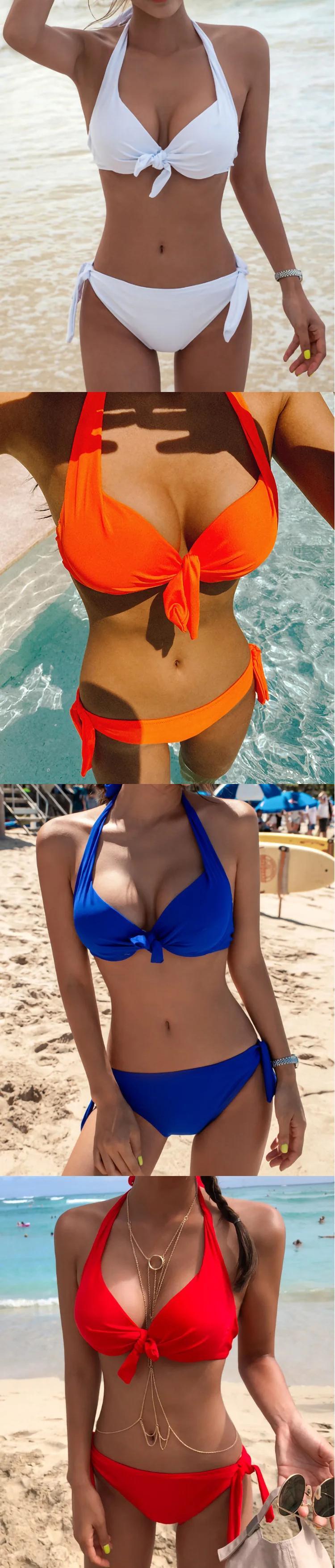 セクシーな 2 ピースレッドビキニ 2024 女性水着水着プッシュ