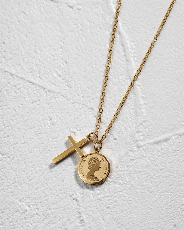 Coin & cross necklace