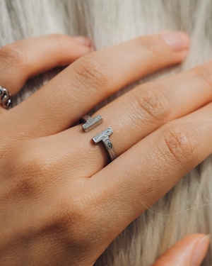 316L Hawaiian scroll T-shape ring【SILVER】 #h31