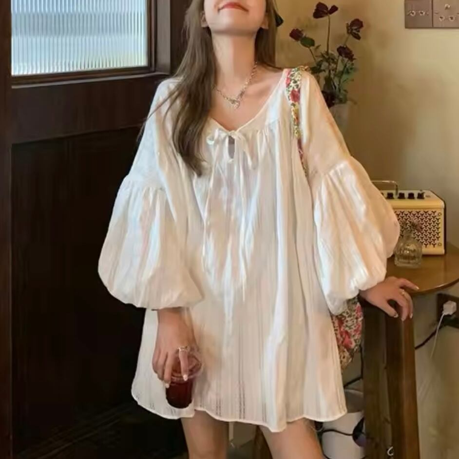 ランタンスリーブミニワンピース