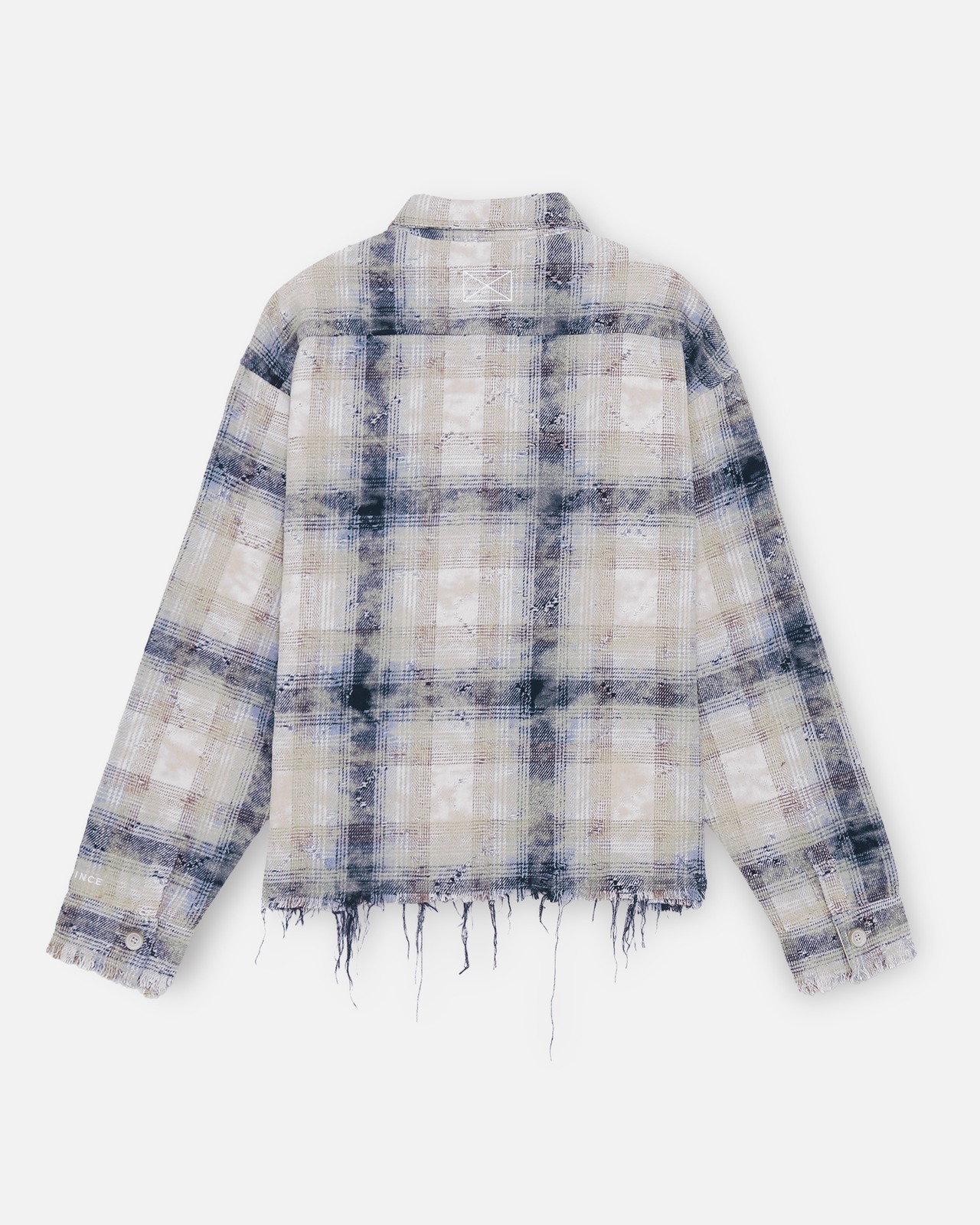 MLVINCE / distress check shirts blue