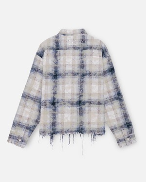 MLVINCE / distress check shirts blue