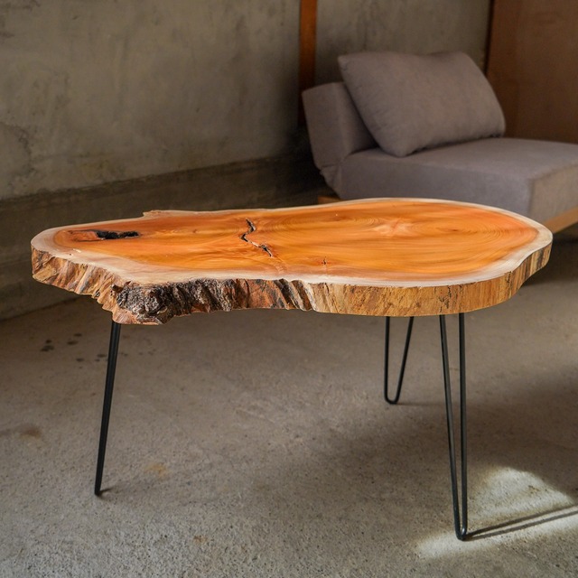 欅のアタマ 輪切り材のローテーブル （高さ・カラー変更無料）