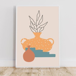 アブストラクトアート / アートポスター インテリア 2L〜 植物 花瓶 壺 vase ミニマル 形 ドット 水玉