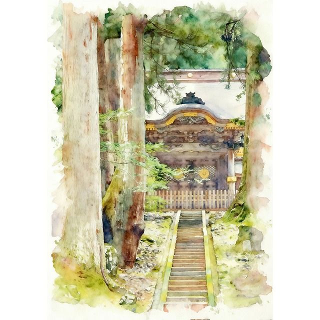 絵画(風景画) 日本 福井県 永平寺  インテリアアート額付き 水彩画・油絵調 WAT1258