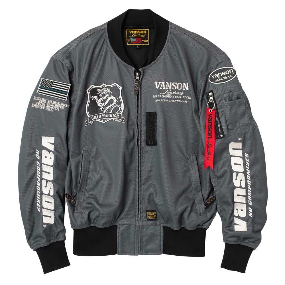 VANSON 刺繍ロゴジャケット VSE25101S メッシュ MA-1 XL VS26101S メッシュMA-1ジャケット | vansonleathers