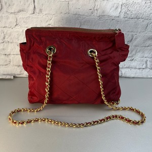 PRADA プラダ  チェーン キルティング ショルダーバッグ レッド A-12106