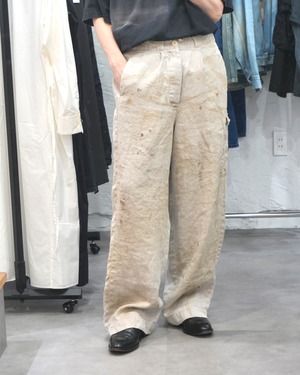 ssstein "HEAVY LINEN HERRINGBONE WIDE EASY TROUSERS〔NATURAL〕"