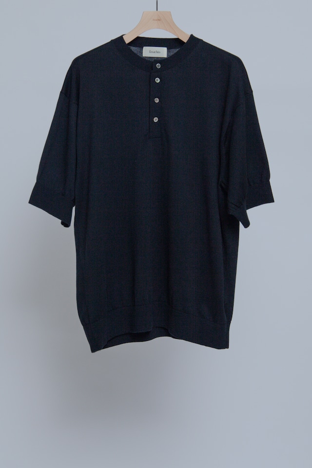 Henry Neck S/S Knit - Black