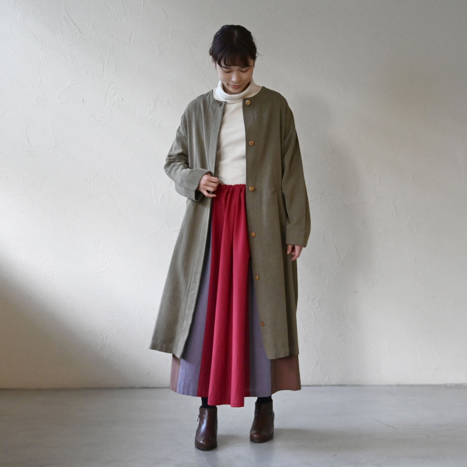 【sisam】アヤオリノーカラーコート|コットン