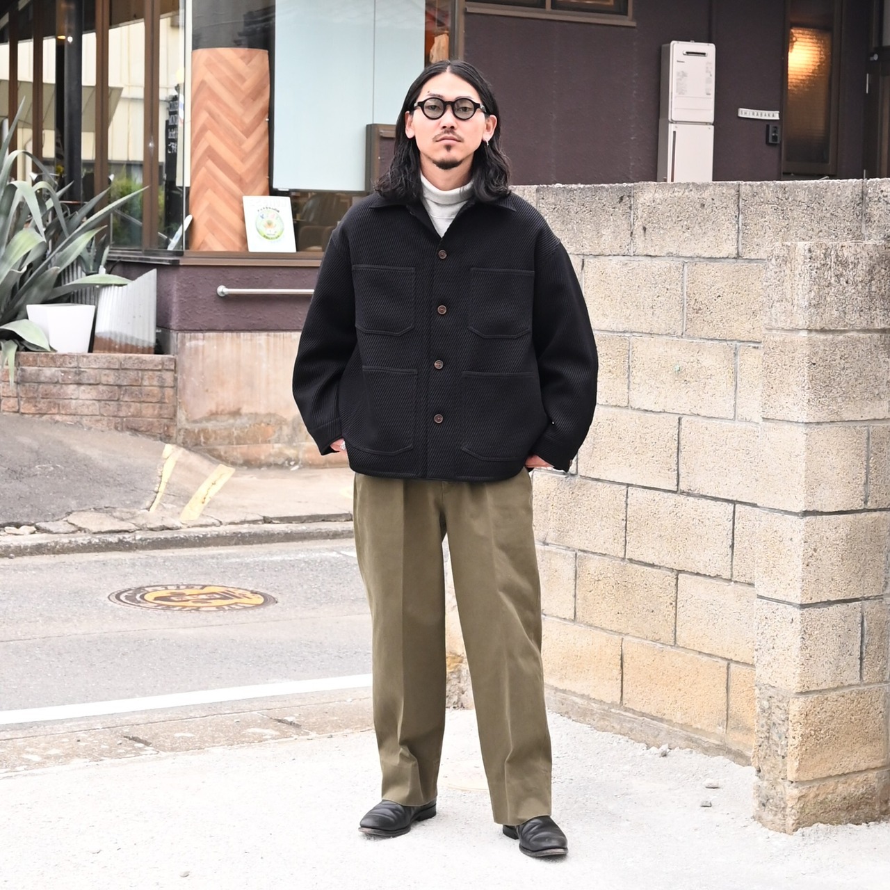 INTERIM / DIAGONAL TWILL WOOL DEADSTOCK HYPER BIG WW2 TYPE COVERALL JACKET