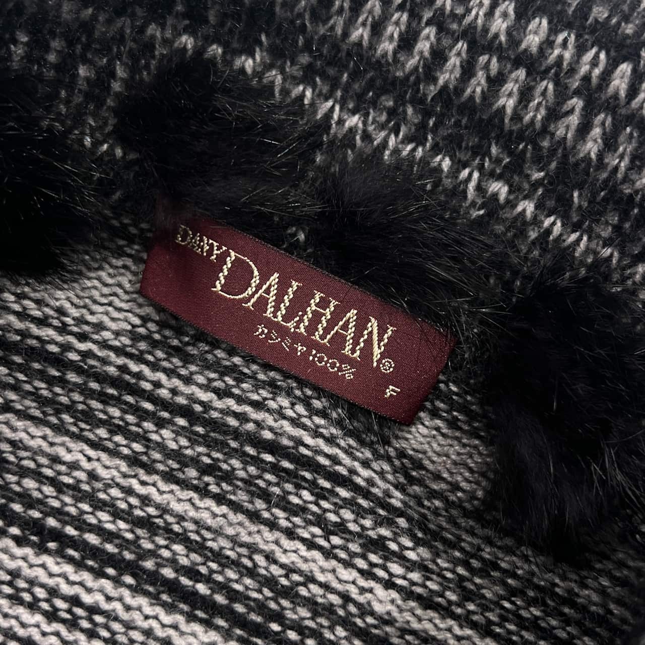 カシミヤ100% DANY DALHAN ダニーダルハン ボーダー デザイン ニット カーディガン 羽織 F/グレー系 レディース