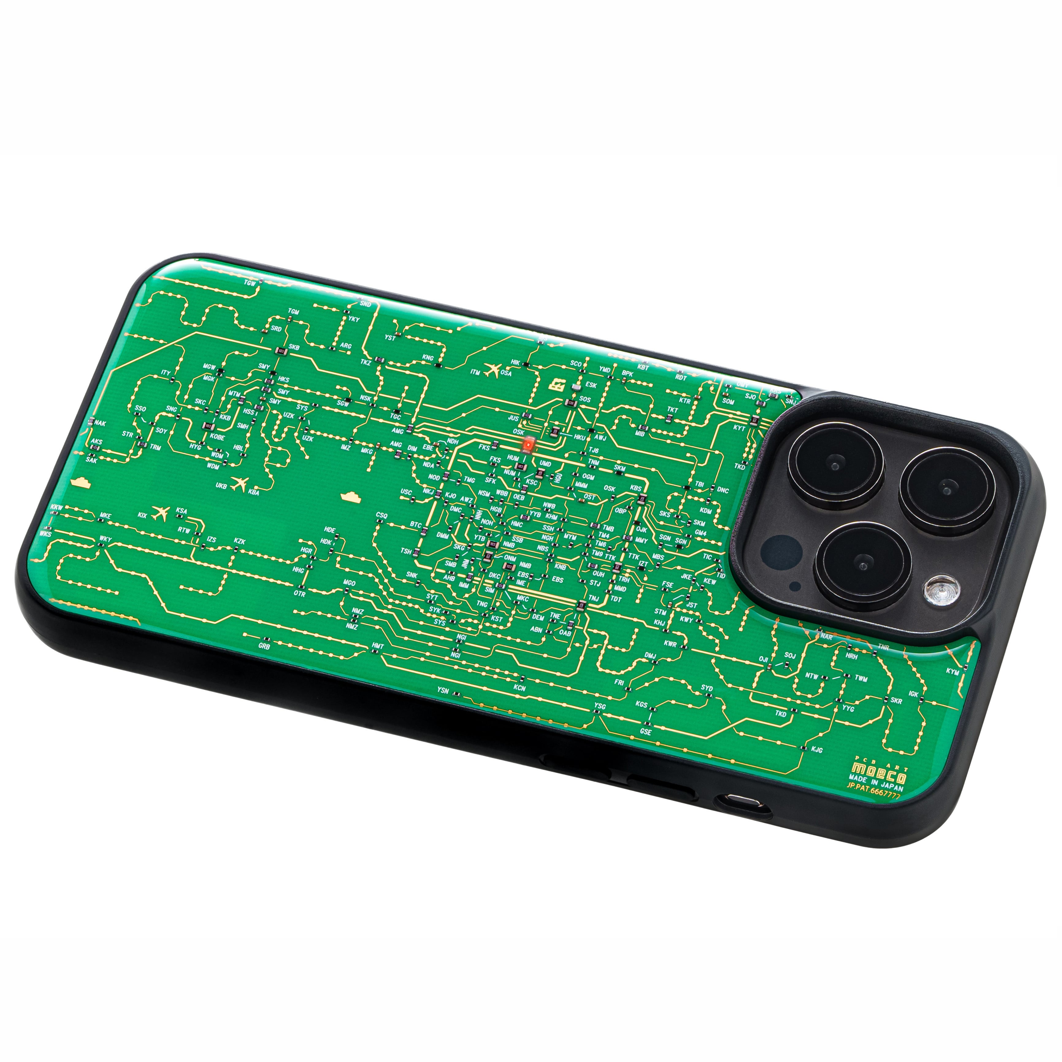 moeco FLASH 東京回路線図 iPhone 16 Pro Max ケース FLASH 京都回路地図 iPhone 14 Pro ケース | PCB ART moeco