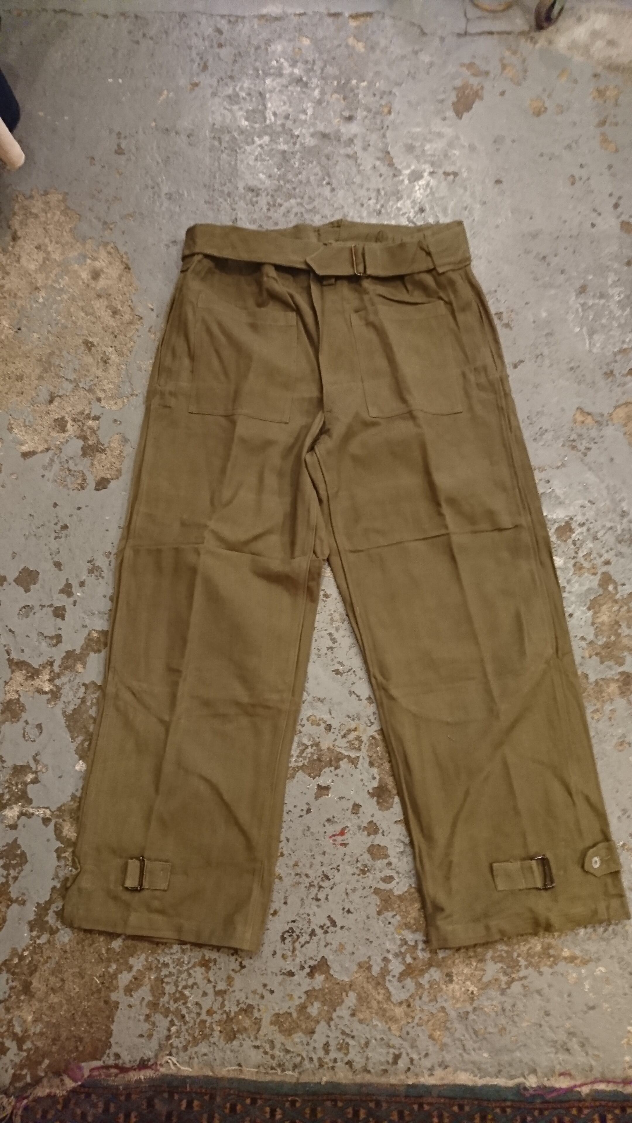 1940s "FRENCH ARMY M-35 MOTOR CYCLE RIDING PANTS " DEAD STOCK