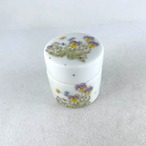 小物入れ　つぼ型蓋物　ビオラの陶器壺　蓋付き筒もの　 12otdx15