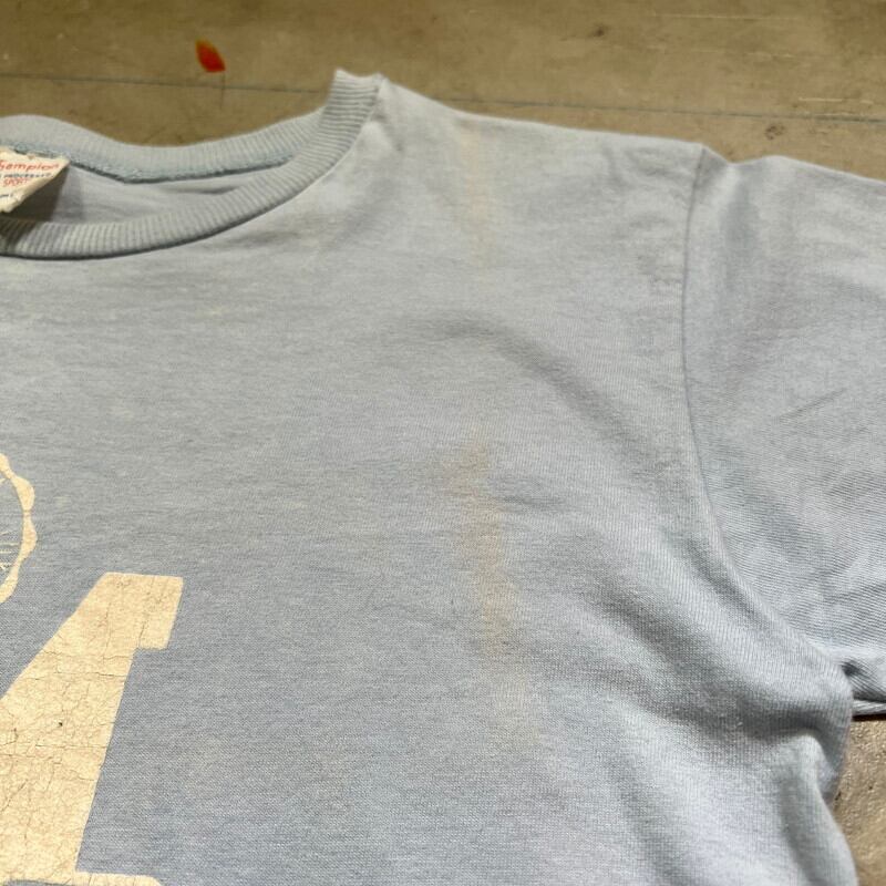 50's~ Champion チャンピオン フロッキープリントカレッジTee ランタグ SOUTH MIAMI COLLEGE サックスブルー  MEDIUM USA製 希少 ヴィンテージ BA-1944 RM2363H | agito vintage powered by BASE