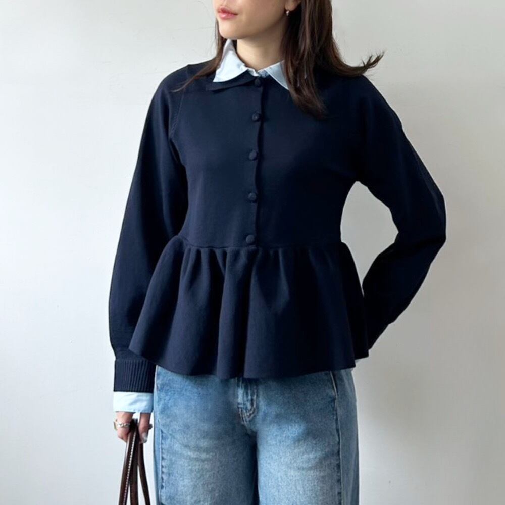 Shirts docking peplum cardigan