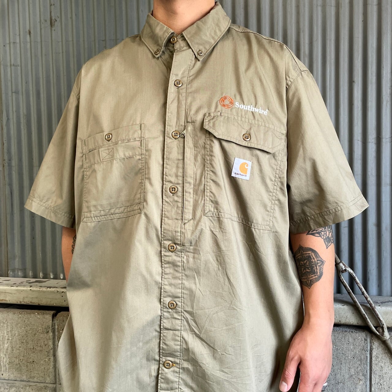 ⑱CARHARTT カーハート ワークシャツ 半袖 XL