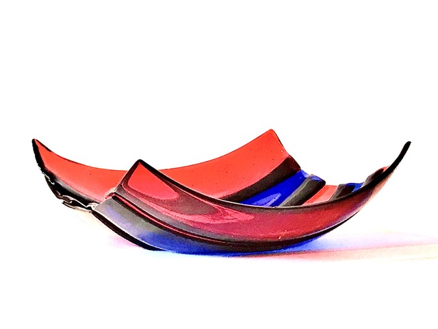 STRIPE BASKET  Clear Dark Ruby Blue  "Lezioni By Enzo Mari"  /  CORSI DESIGN