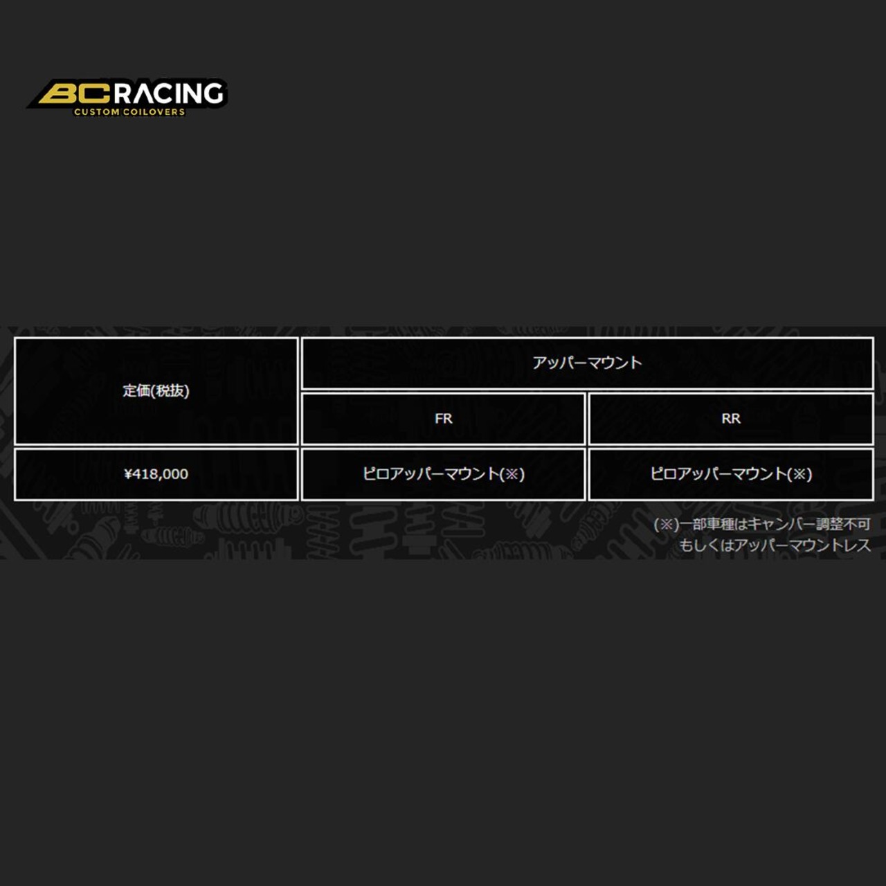 BC RACING ZR Coilover Kit ZR-TYPE BMW/ビーエムダブリュー 3シリーズ E92 2006-2012 I-03