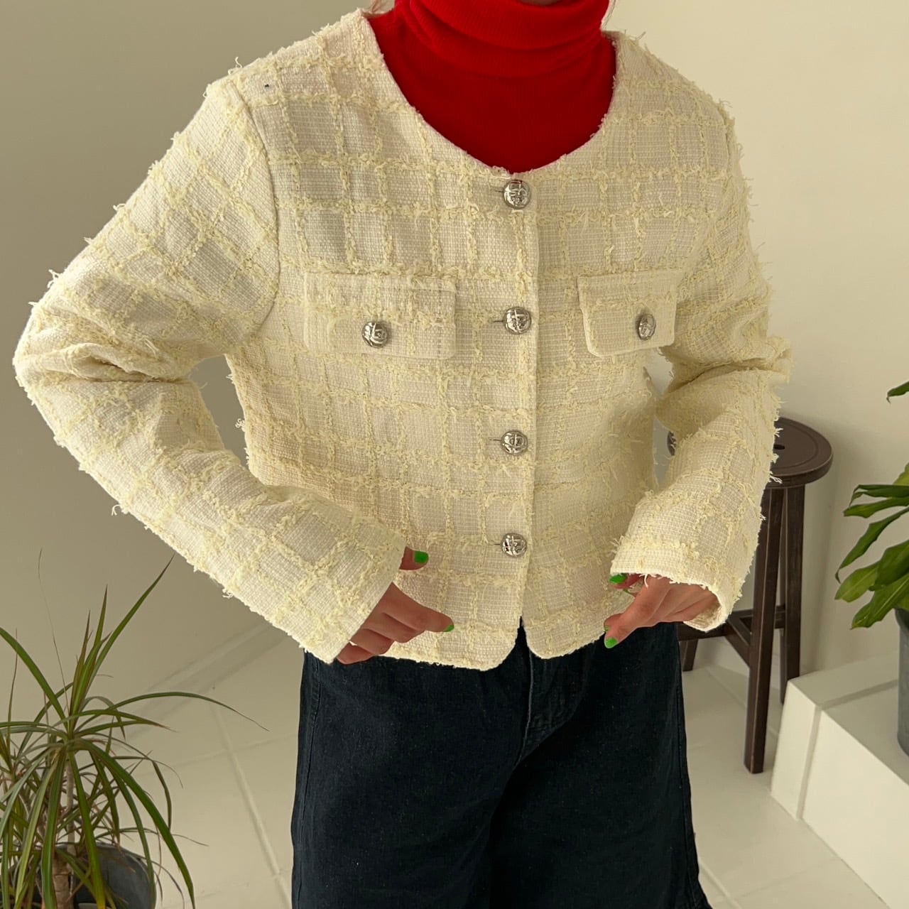 ノーカラーツイードジャケット_LN03222 | lanan(ラナン)