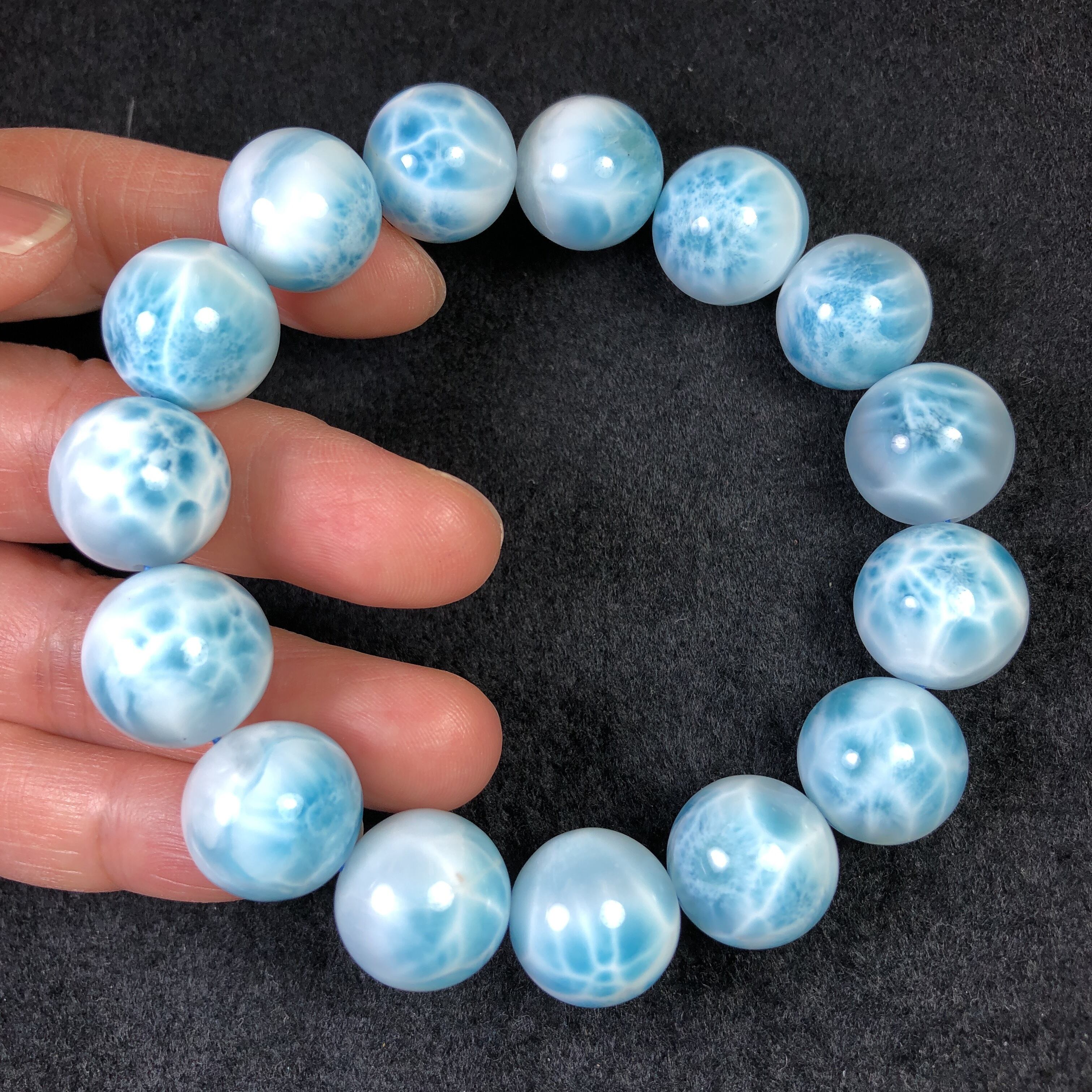 高品質•美品No:1384天然石グリーンラリマーブレスレット早い者勝ち  