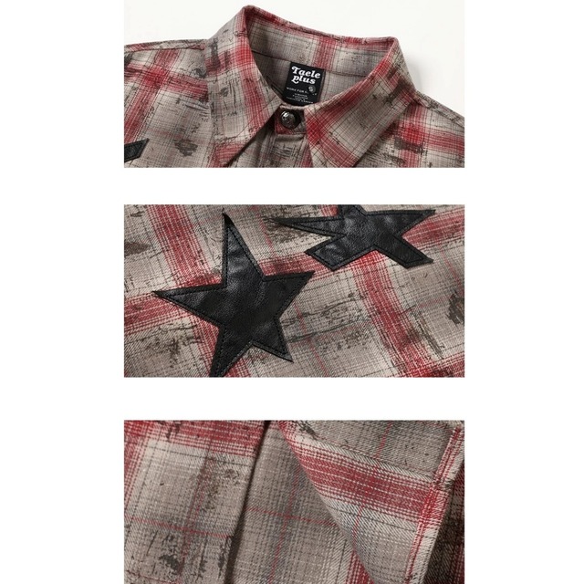 グランジチェックスターモチーフレトロシャツ 1col   R02541
