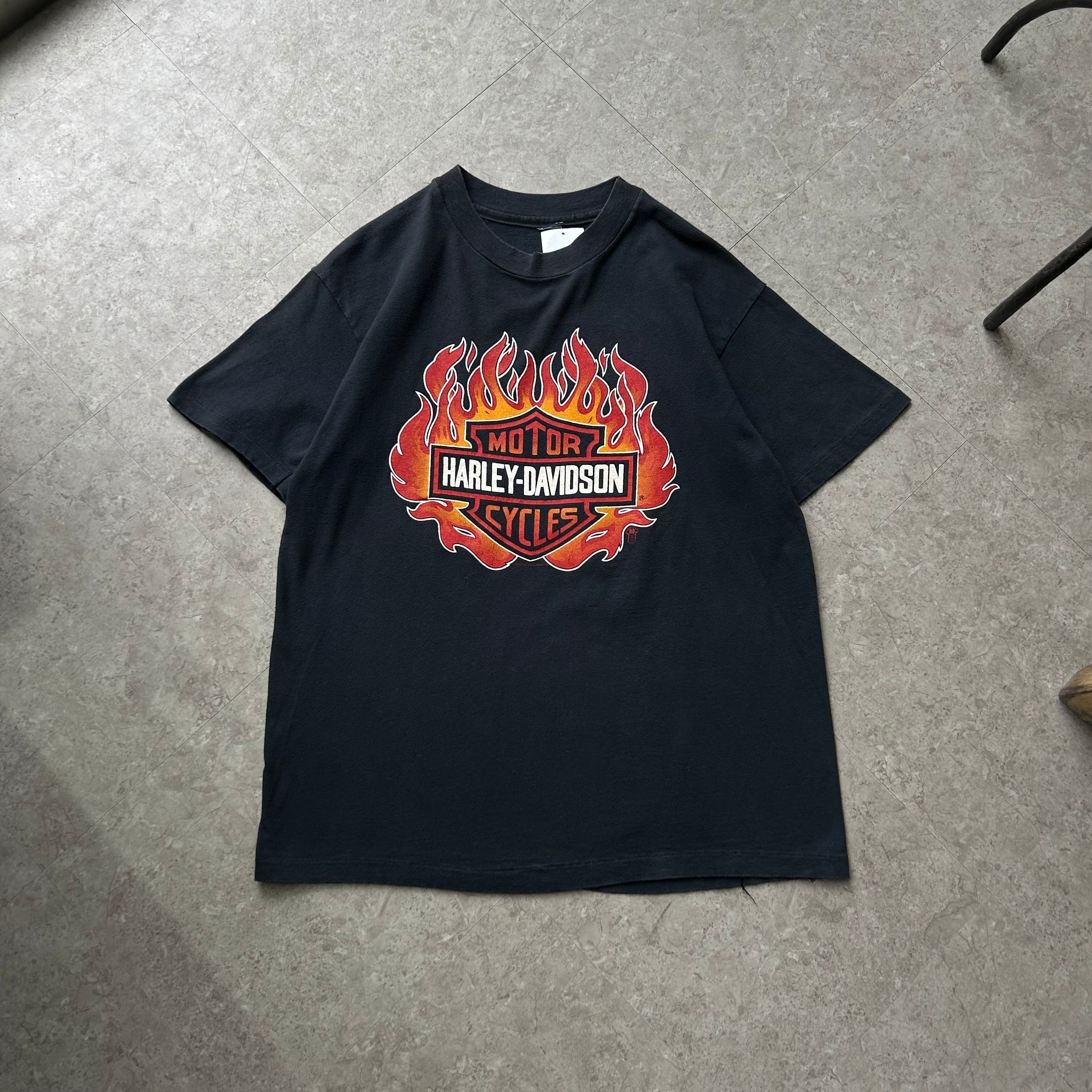 トップス 00s harley-davidson flame rayon shirt 1988s Harley Davidson 