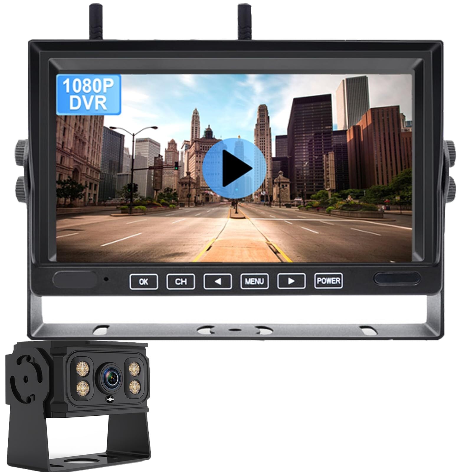 OBEST 7インチTFT液晶モニター＆無線赤外線暗視バックカメラセット 大型車広角死角監視 高画質 カメラ ワイヤレスタイプ  OBEST 7インチTFT液晶モニター＆無線赤外線暗視バックカメラセット 大型車