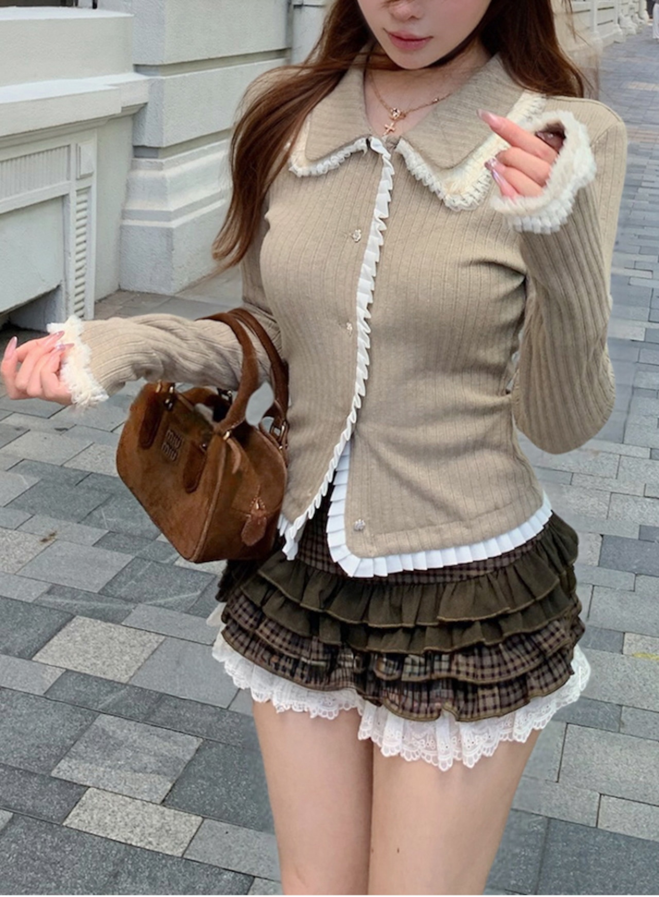 レトロチェックスカートパンツ LK1778