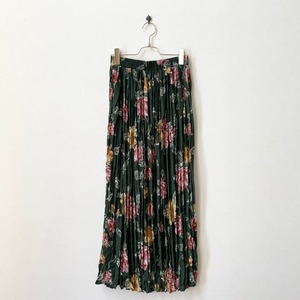 90s Floral pattern Gathered Skirt L1122