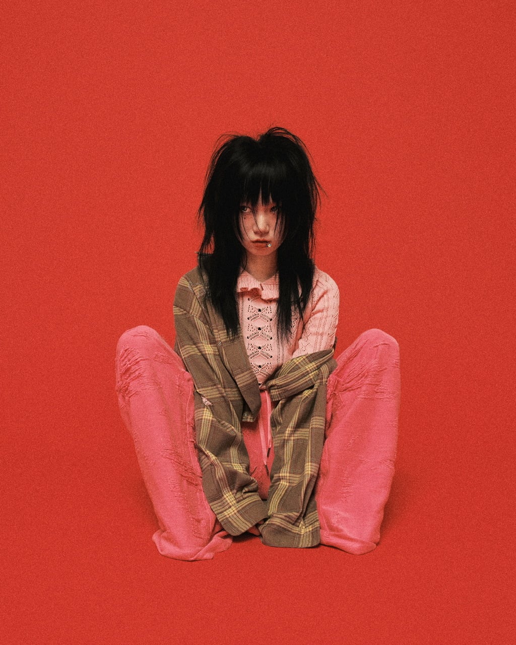 ビッグリボンストーンシャツ　BROWN