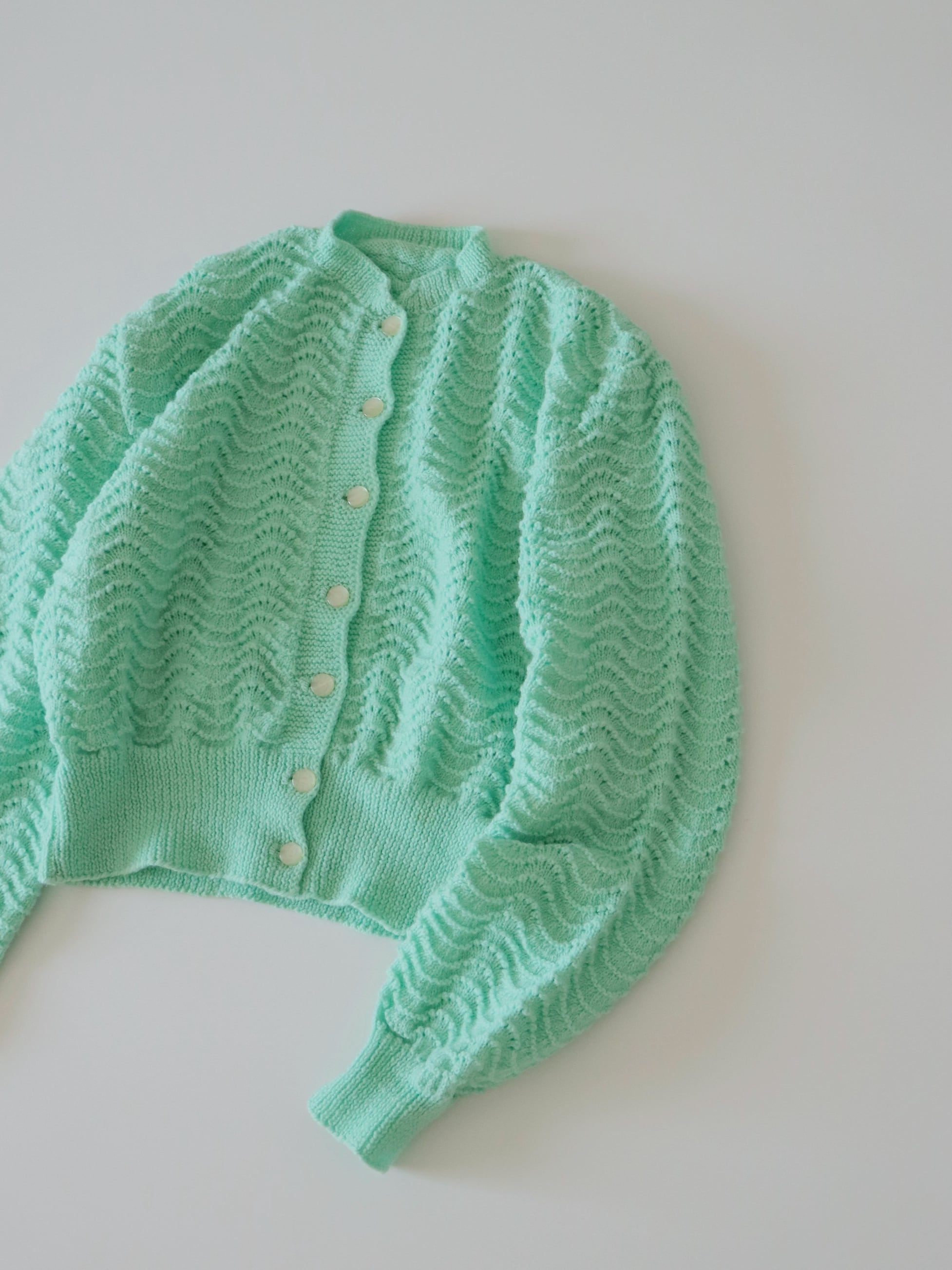●crochet design knitted cardigan(green)