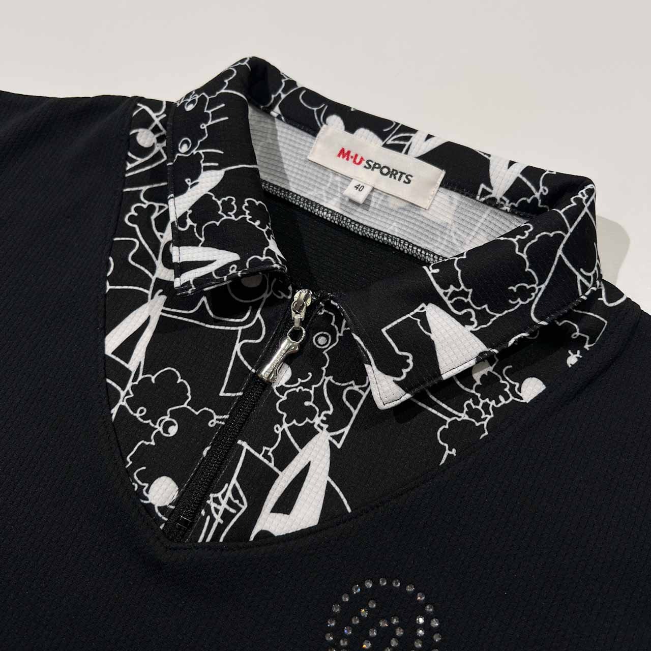 M・U SPORTS エムユースポーツ ミエコウエサコ ハーフジップ 半袖 ドライ ポロシャツ サイズ 40 /レディース/ブラック/ゴルフ