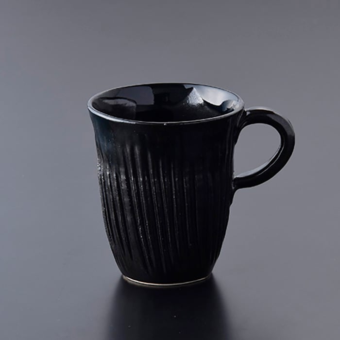 こくようせき】黒曜石鎬彫 マグカップ | 乃利陶窯オンラインショップ。
