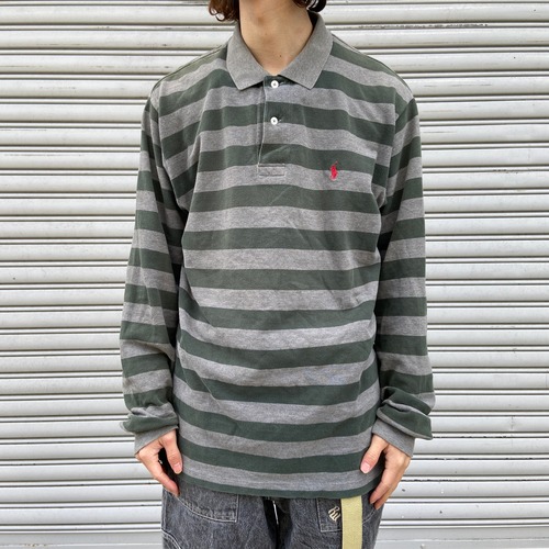 『送料無料』Ralph Lauren POLO SPORT ボーダー柄長袖ポロシャツ　L