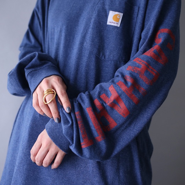 "Carhartt" sleeve logo printed loose silhouette l/s tee